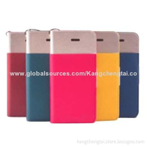 PU Leather Mobile Phone Cases for iPhone 6, Stylish, Color Leather Folio with Stand